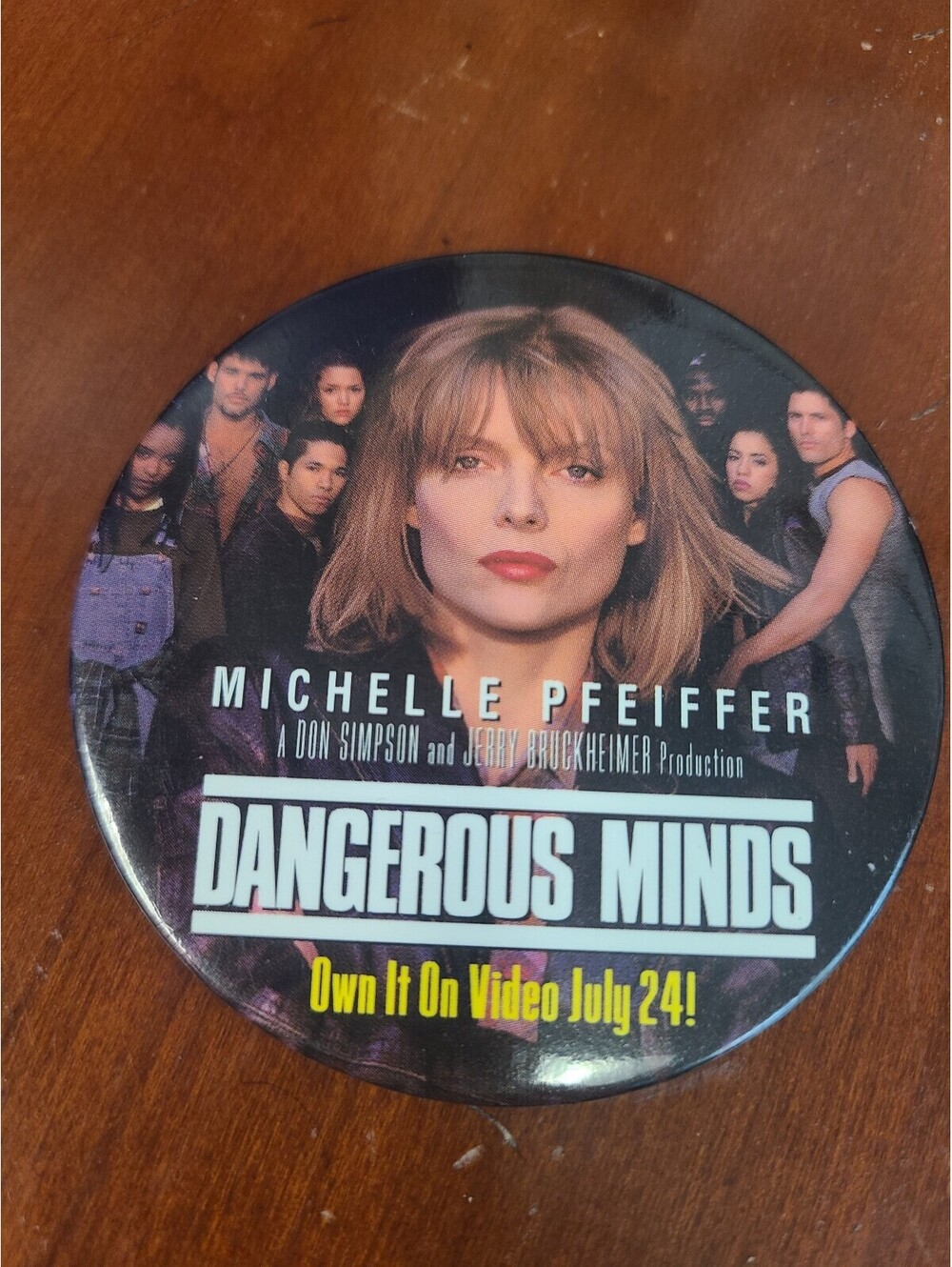 1995 Dangerous Minds Michelle Pfeiffer Pinback Button Vintage Promotional
